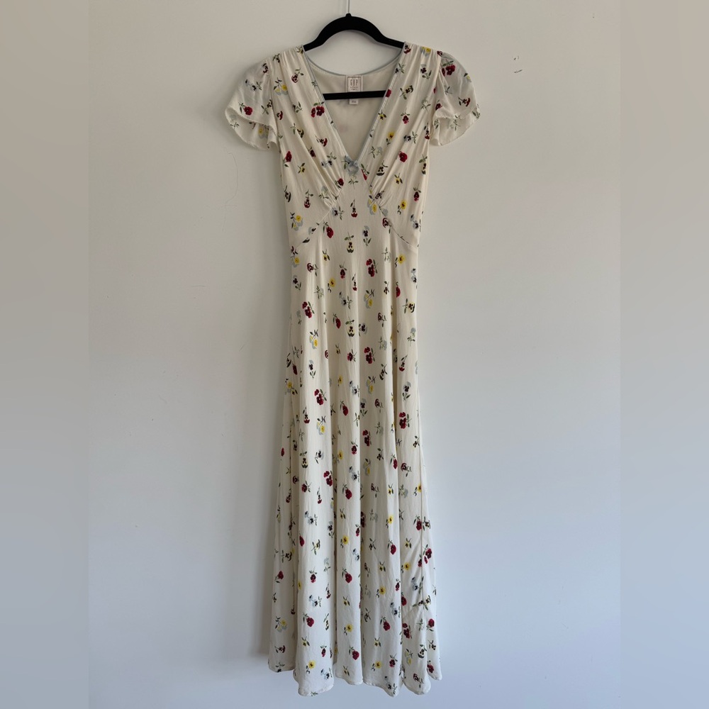 Gap x Dôen White Floral Pear Midi Dress Womens 0